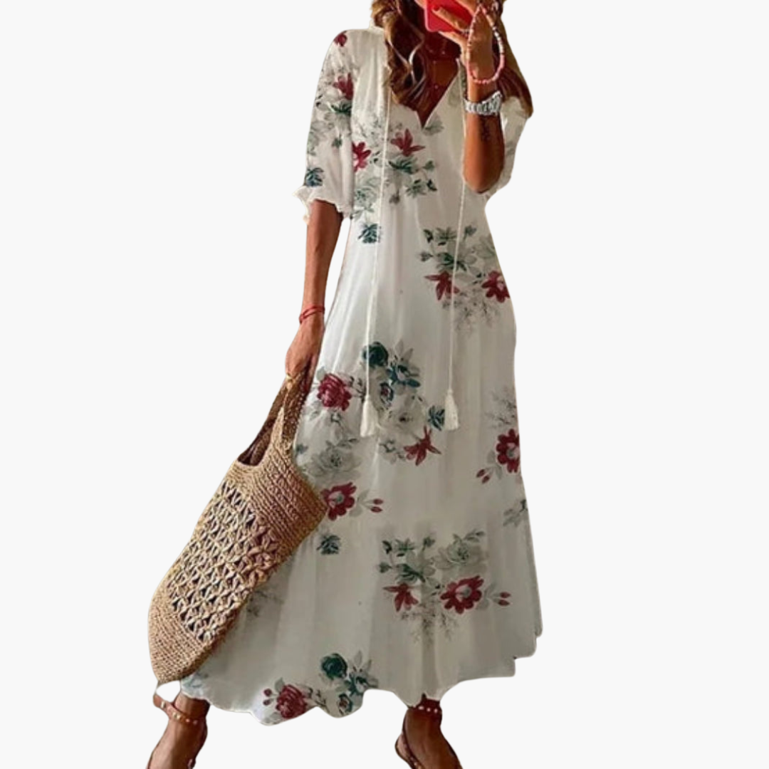 Emma | Boho Vintage V-Neck Summer Dress