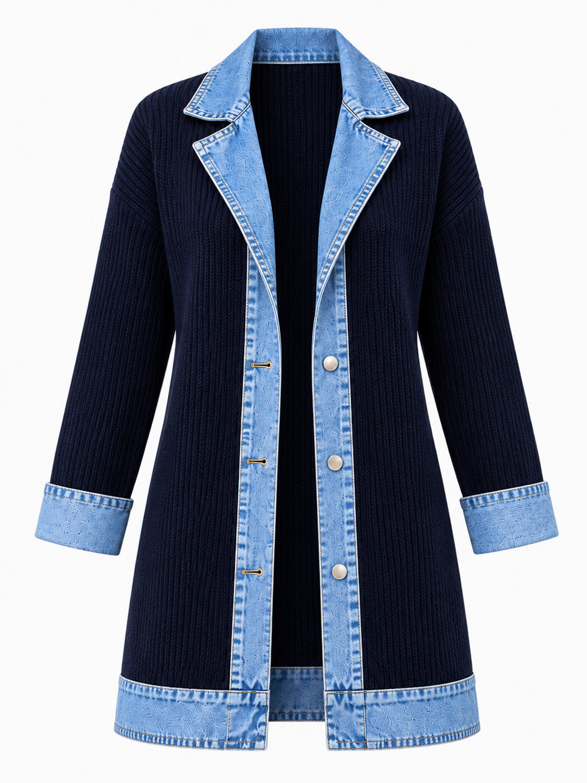 Madison™ | Denim-Trim Ribbed Knit Jacket