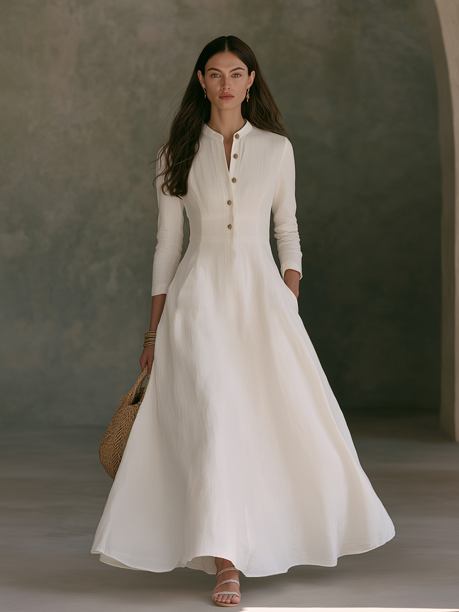 Thelma | Linen A-Line Maxi Dress for Women