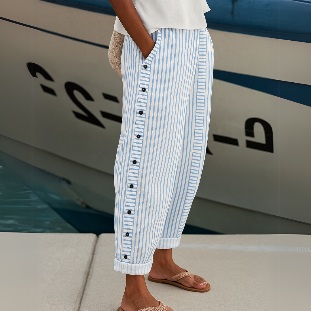 Sharon | Striped Loose Fit Wide-Leg Pants for Women | Summer