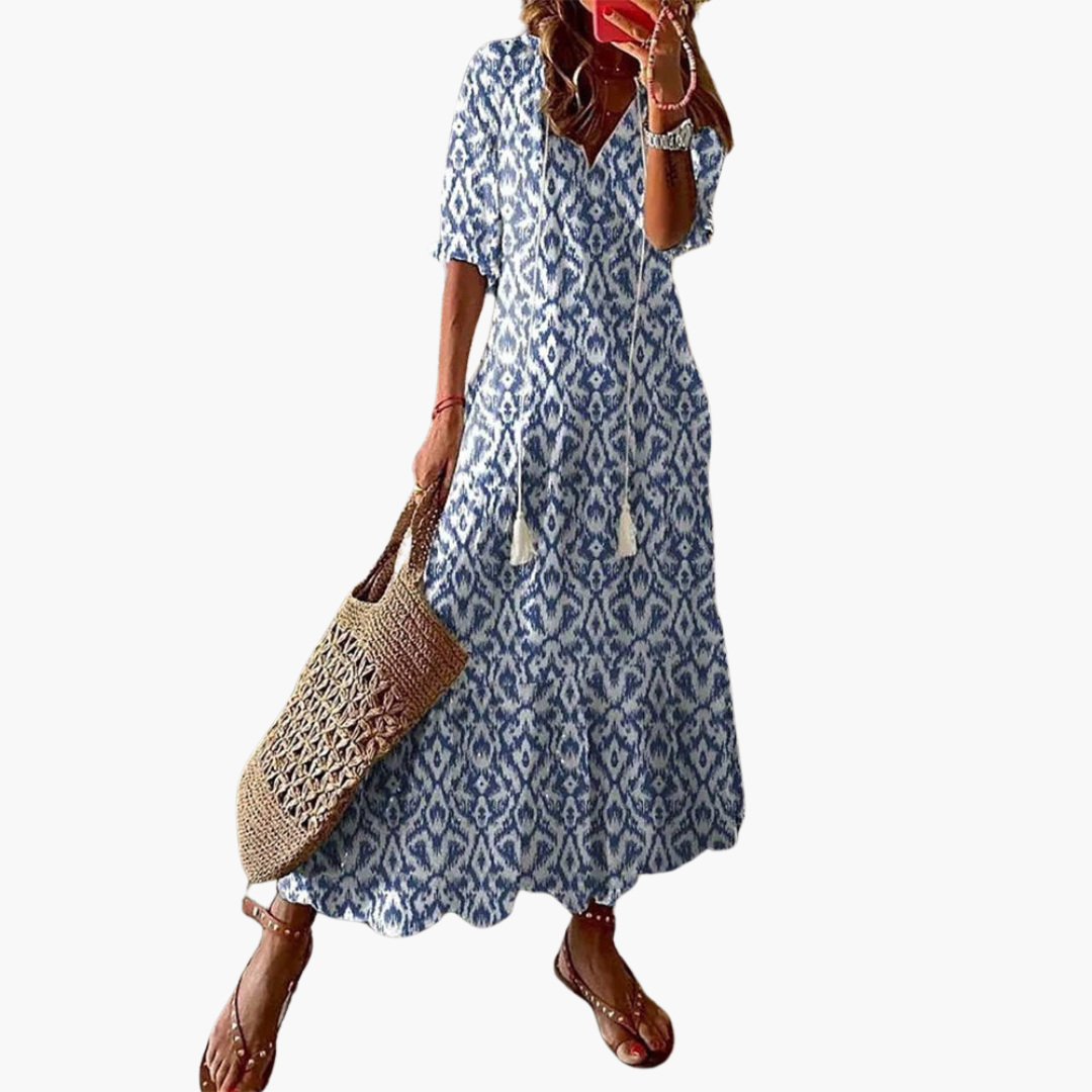 Mia | Boho Vintage V-Neck Summer Dress