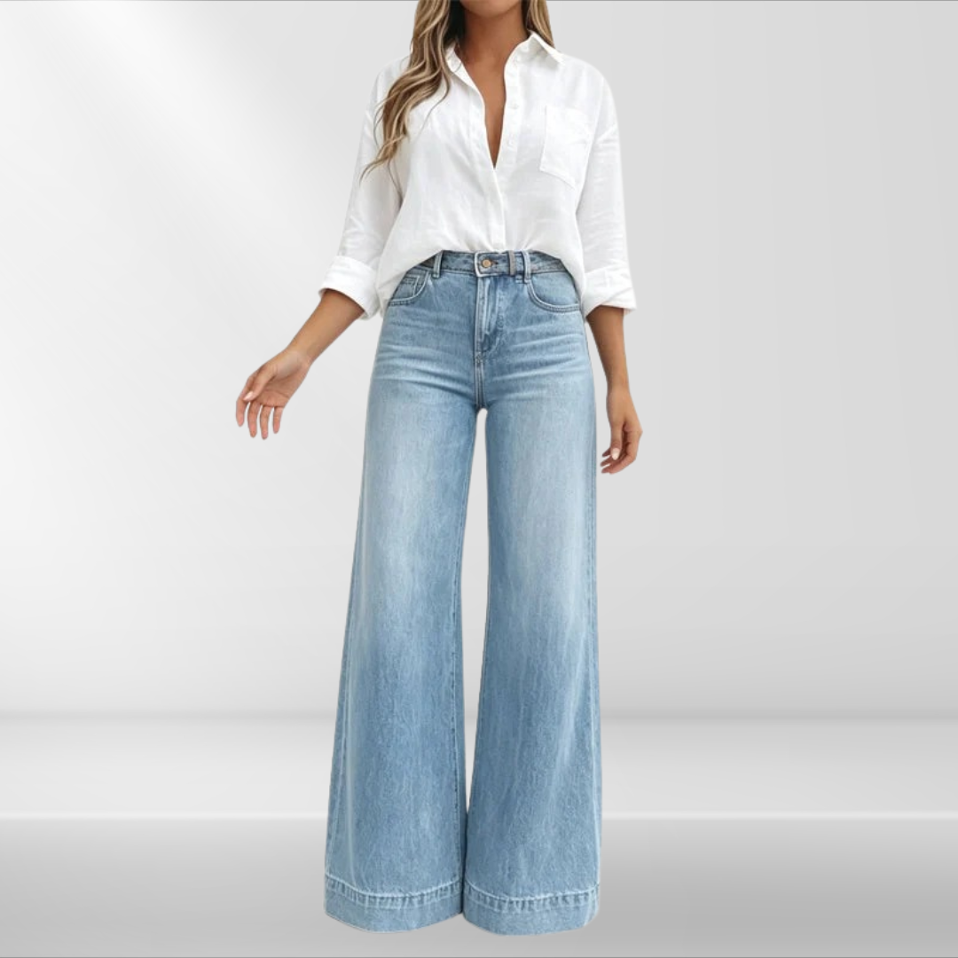 Hannah | High-Waist Vintage-Wash Wide-Leg Jeans for Women
