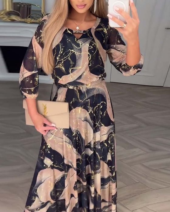 Hailie – Flowing Chiffon Maxi Dress with Print