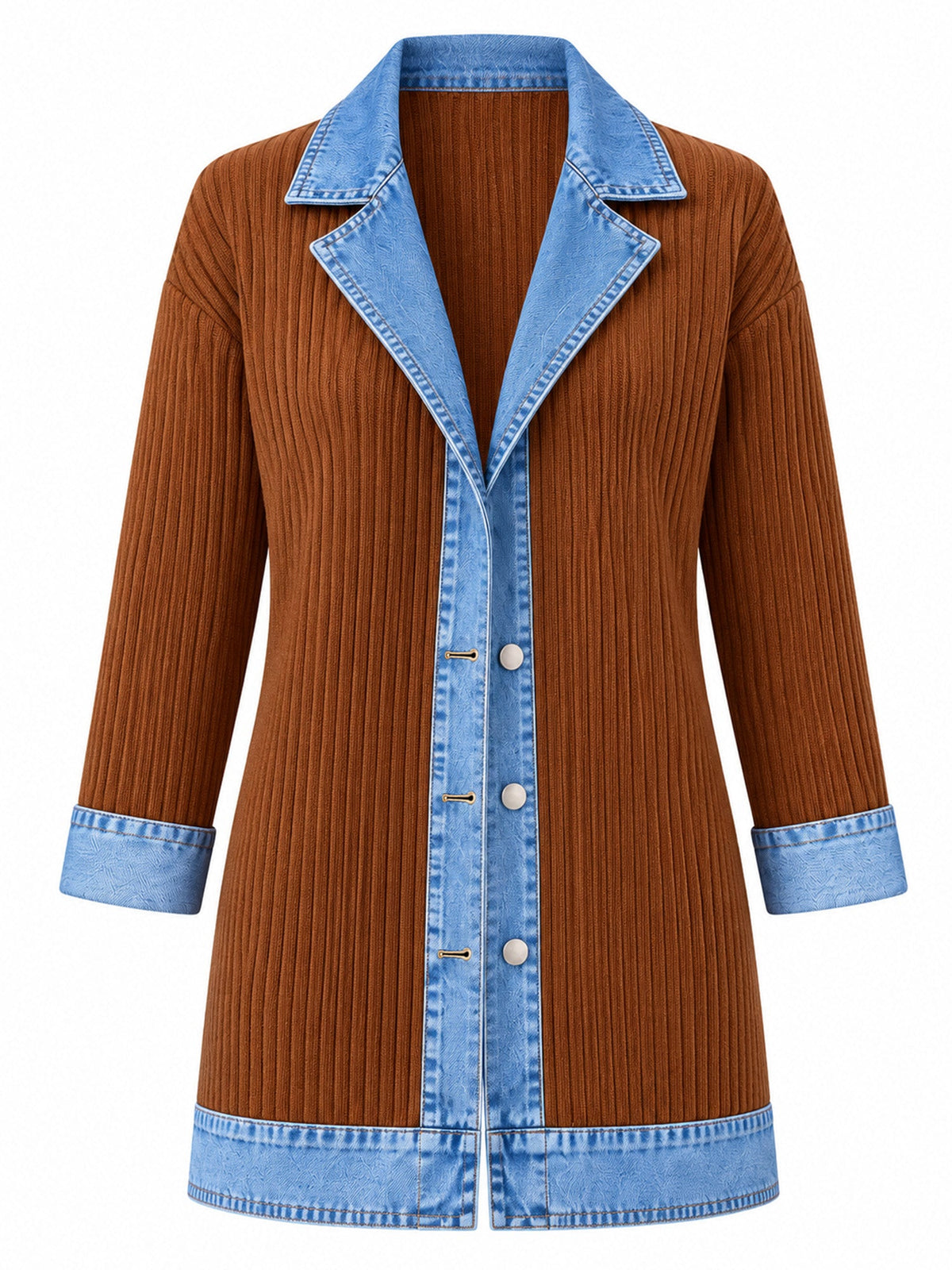 Madison™ | Denim-Trim Ribbed Knit Jacket