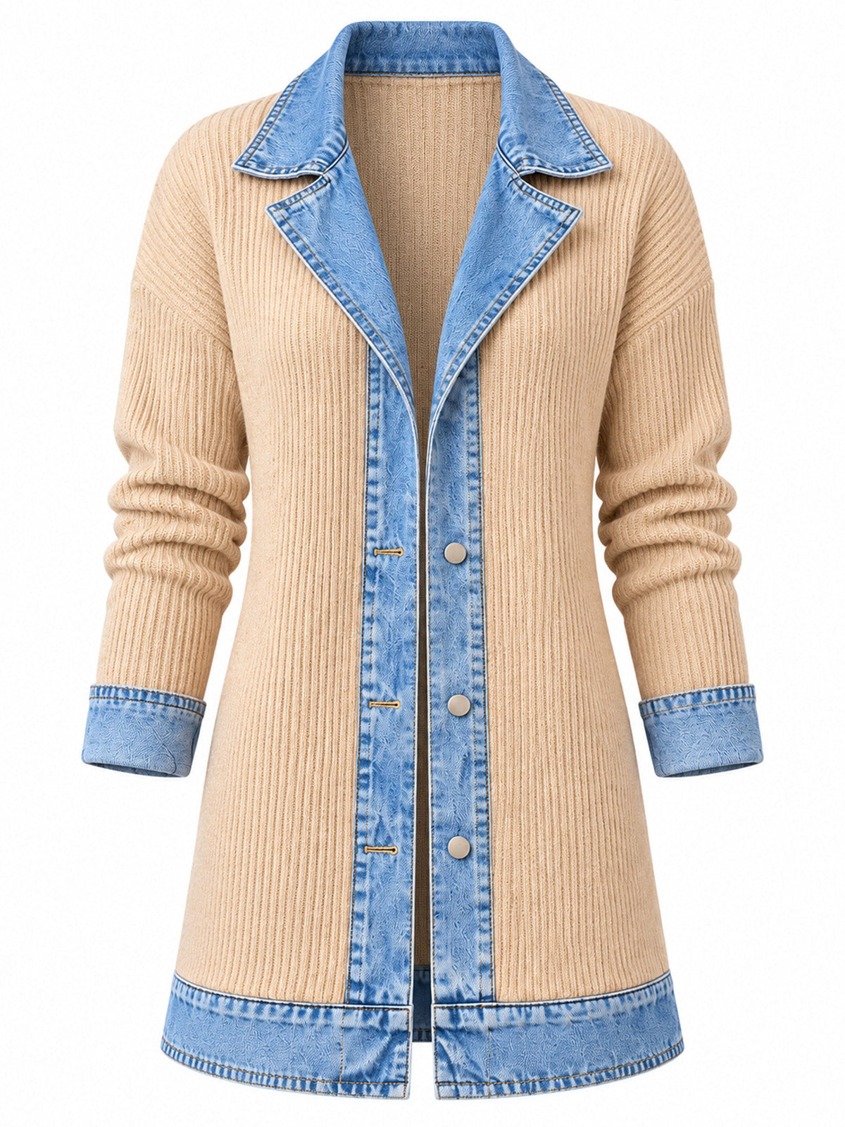 Madison™ | Denim-Trim Ribbed Knit Jacket