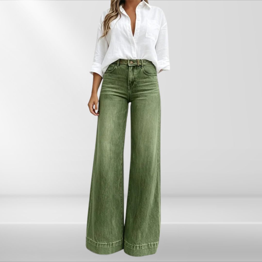 Hannah | High-Waist Vintage-Wash Wide-Leg Jeans for Women