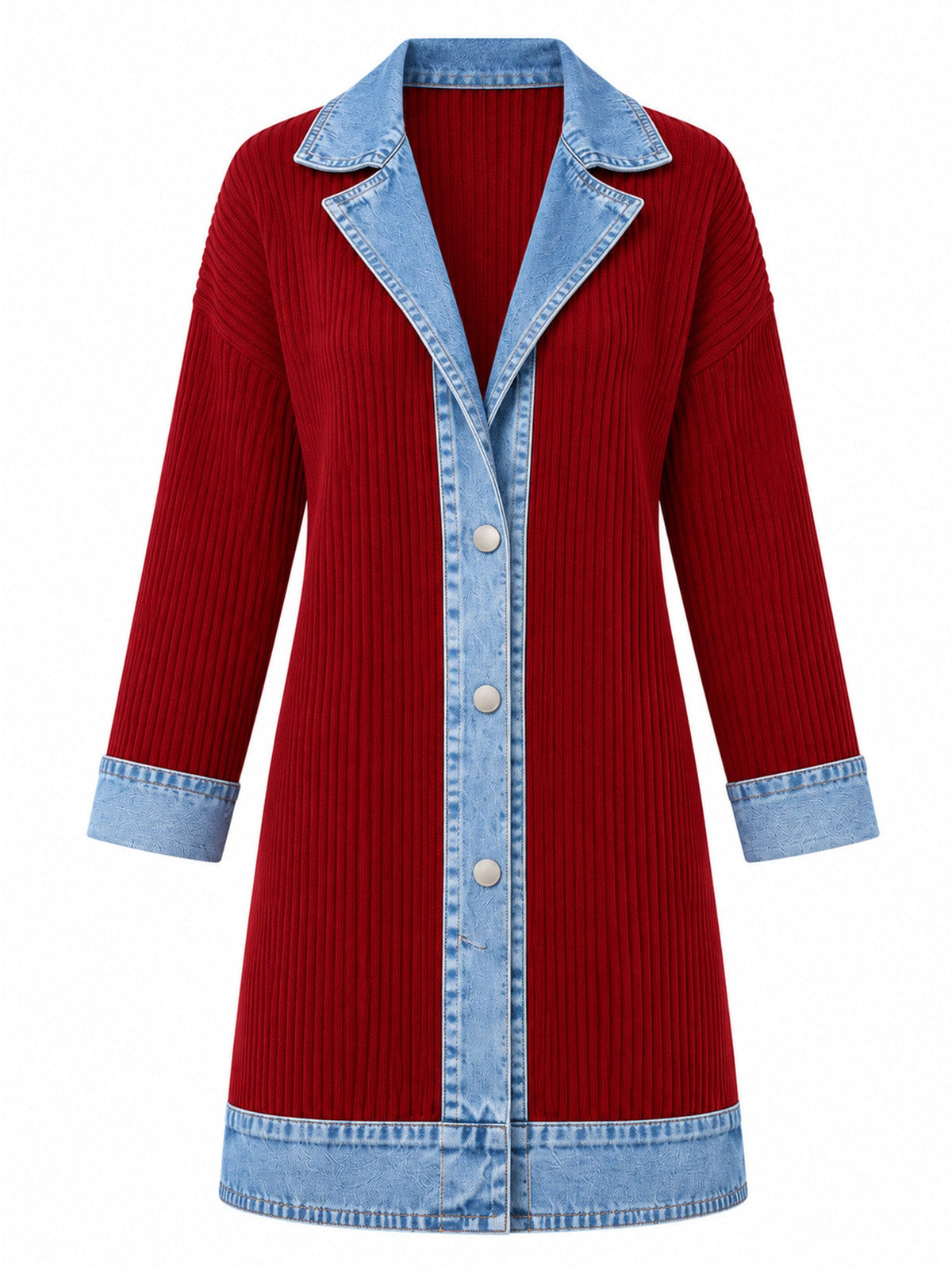 Madison™ | Denim-Trim Ribbed Knit Jacket