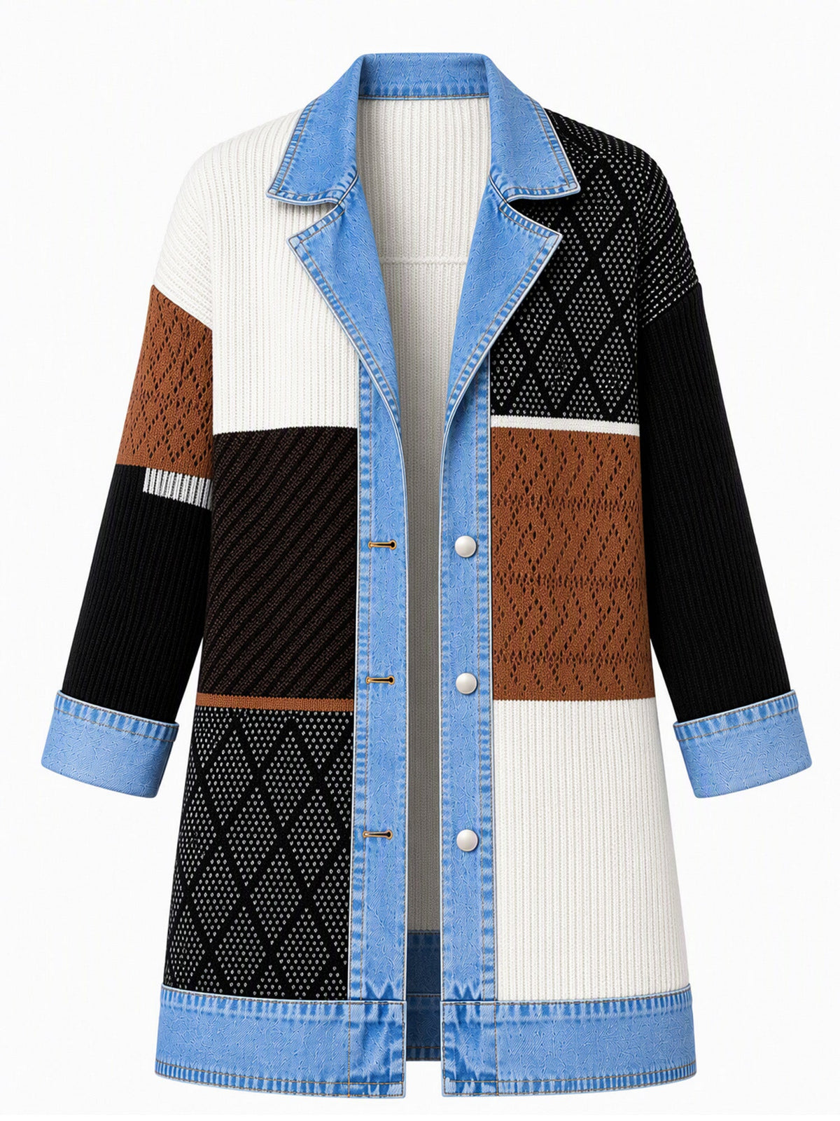 Madison™ | Denim-Trim Ribbed Knit Jacket