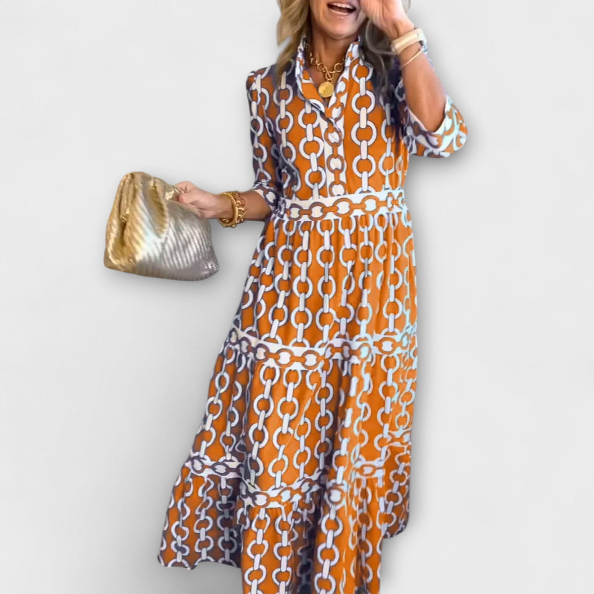 Elvira – Midi Dress with Chain Pattern