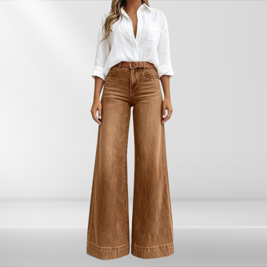 Hannah | High-Waist Vintage-Wash Wide-Leg Jeans for Women