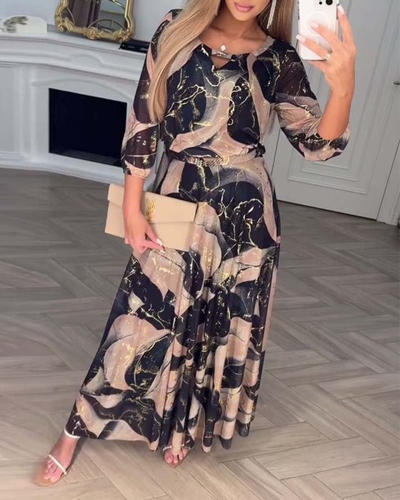 Hailie – Flowing Chiffon Maxi Dress with Print
