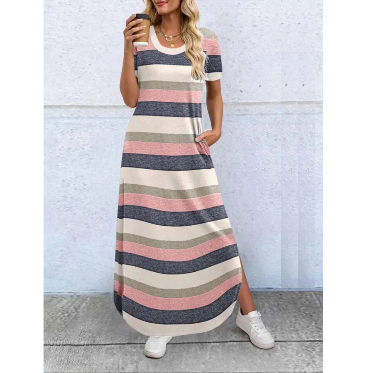 Caylee - Casual Summer Round Neck Maxi Dress