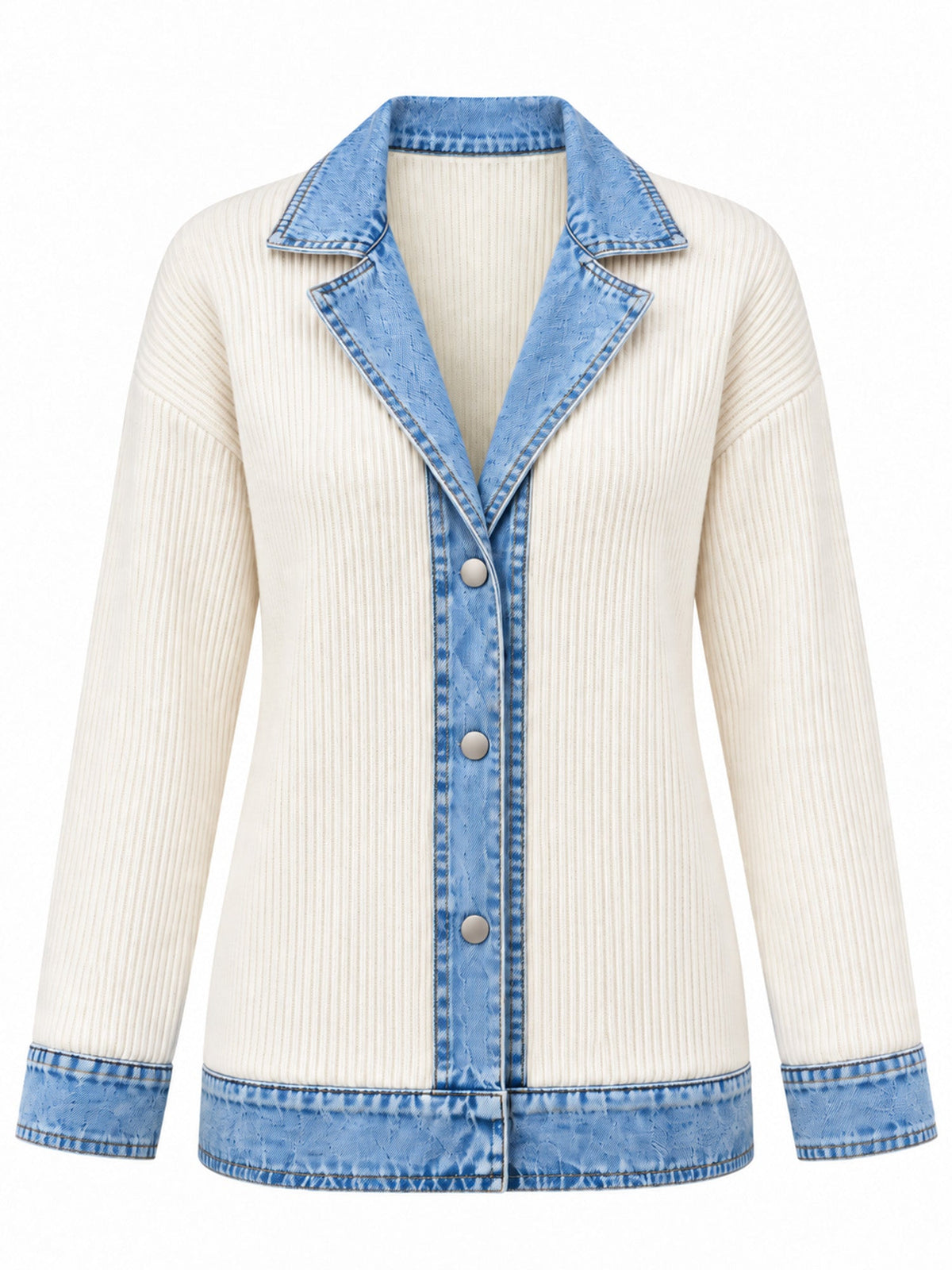 Madison™ | Denim-Trim Ribbed Knit Jacket