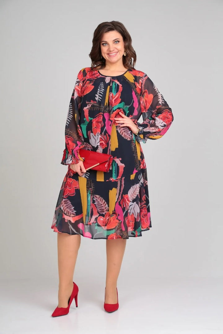 Flora - Modern Floral Midi Dress