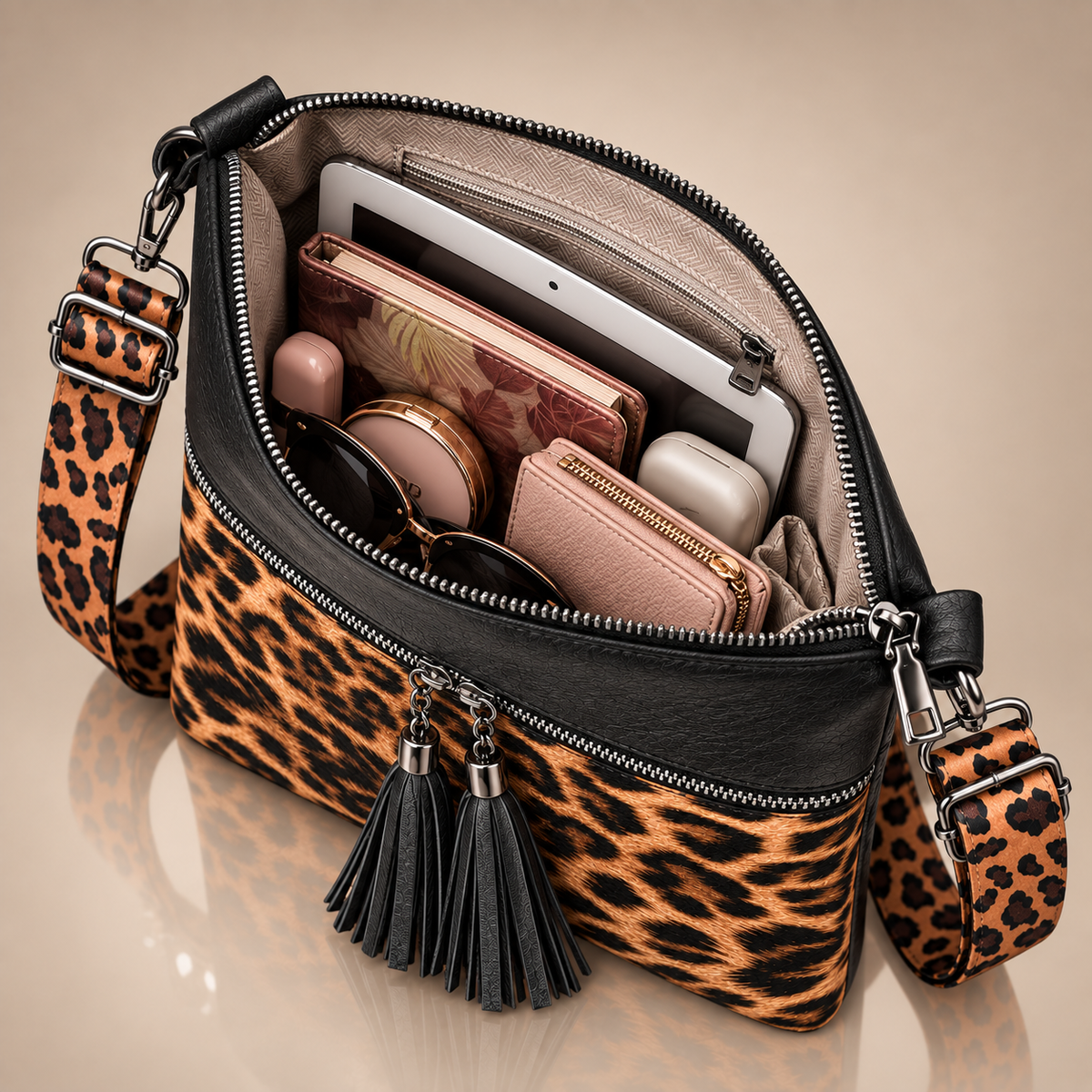 Lillian™ | Leopard Print Tassel Bag