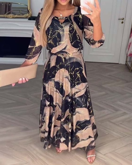 Hailie – Flowing Chiffon Maxi Dress with Print
