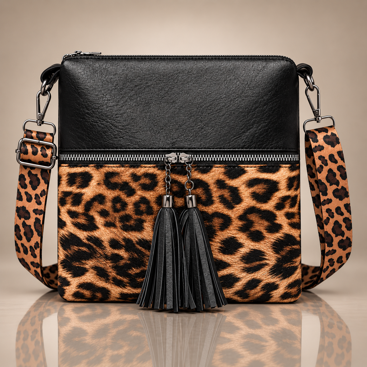 Lillian™ | Leopard Print Tassel Bag