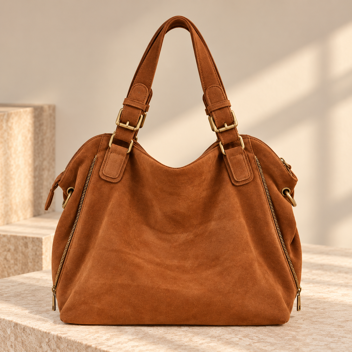 Laura™ | Suede Handbag With Crossbody Strap