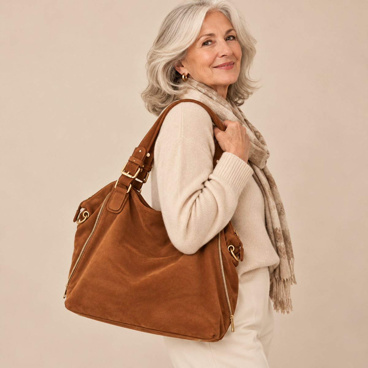 Laura™ | Suede Handbag With Crossbody Strap