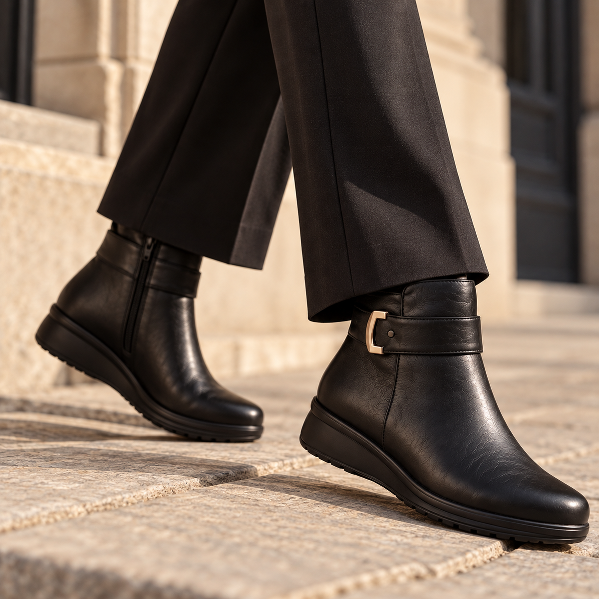 Clementine™ | Side-Zip Buckle Strap Ankle Boots