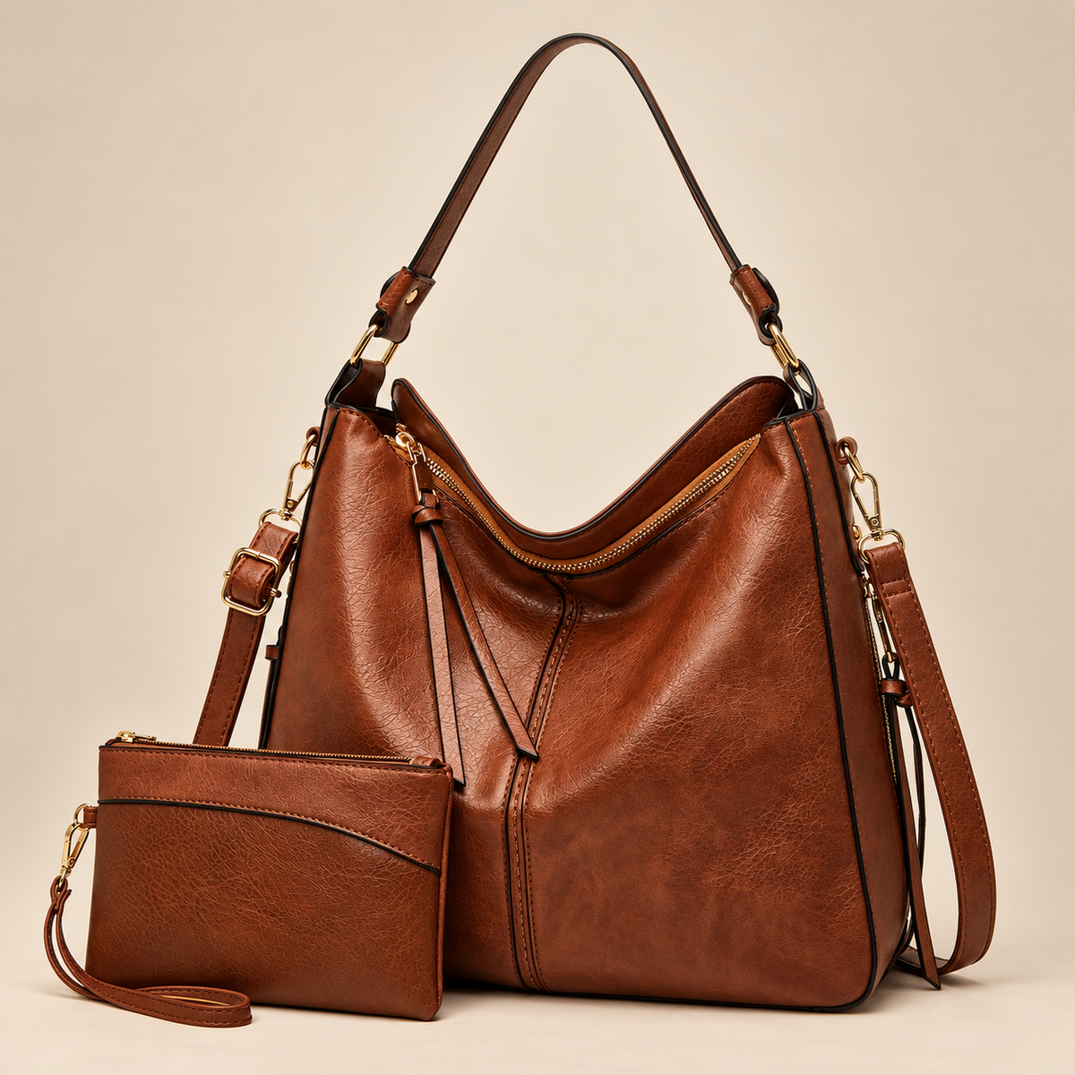 Harper™ | Leather Hobo Bag + Free Pouch Wallet