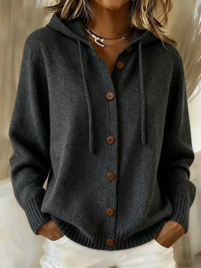 Brenda Cozy Button Cardigan Hoodie