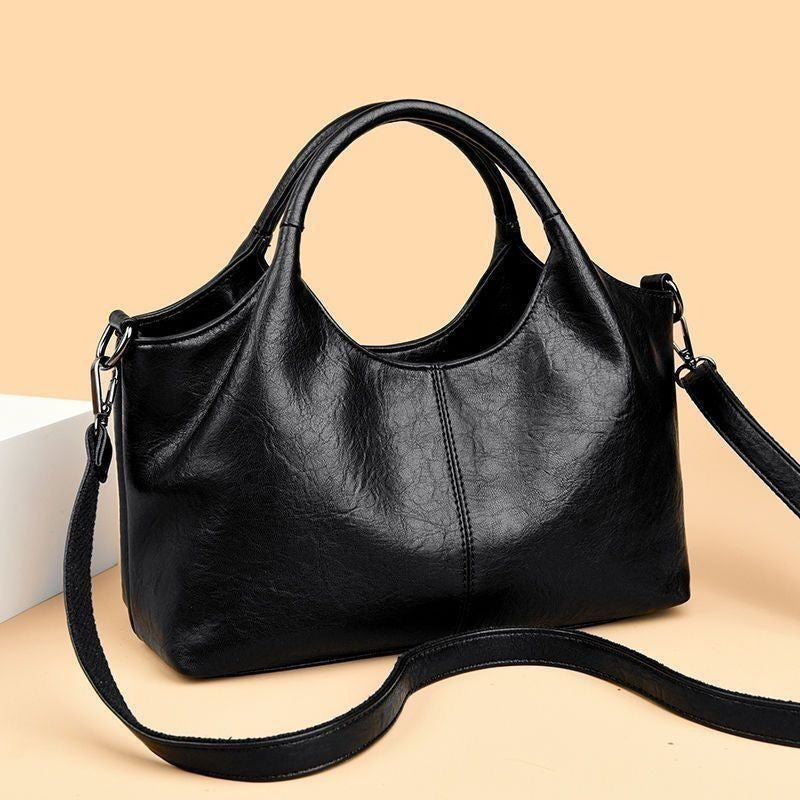 Women's Leather-Look Hobo Handbag with Crossbody Strap