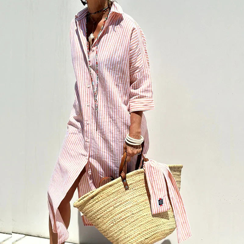 Lena - Classic Striped Shirt Dress