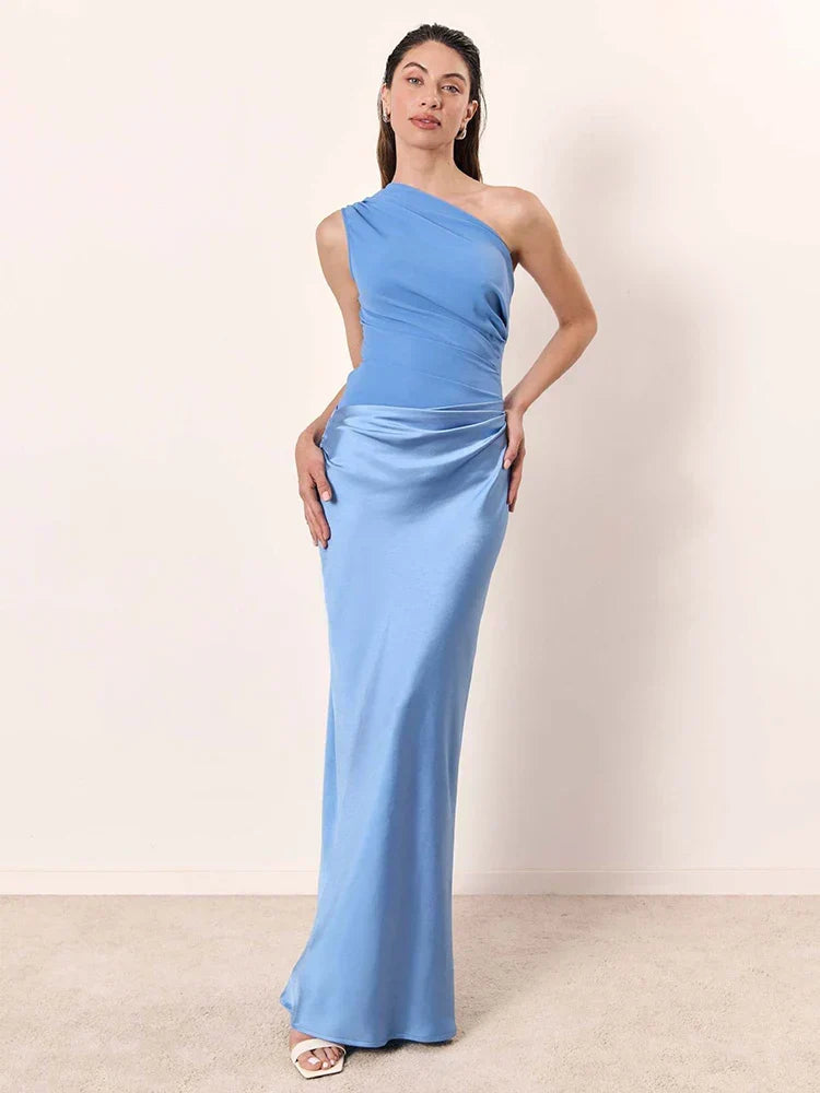 Sofie - One-Shoulder Satin Maxi Dress