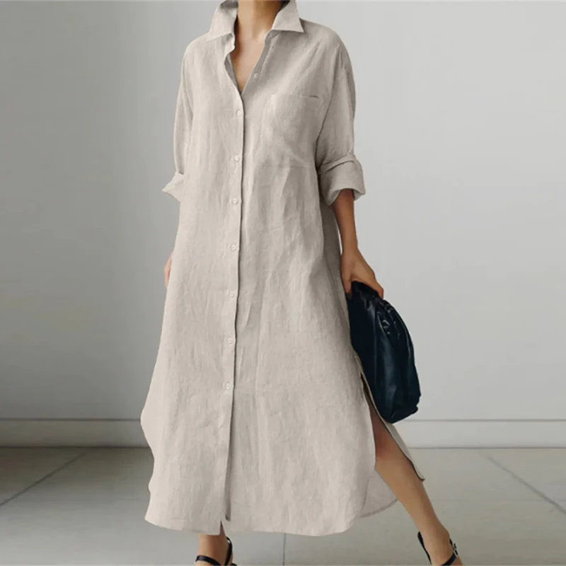 Lena - Casual Oversized Shirt Dress