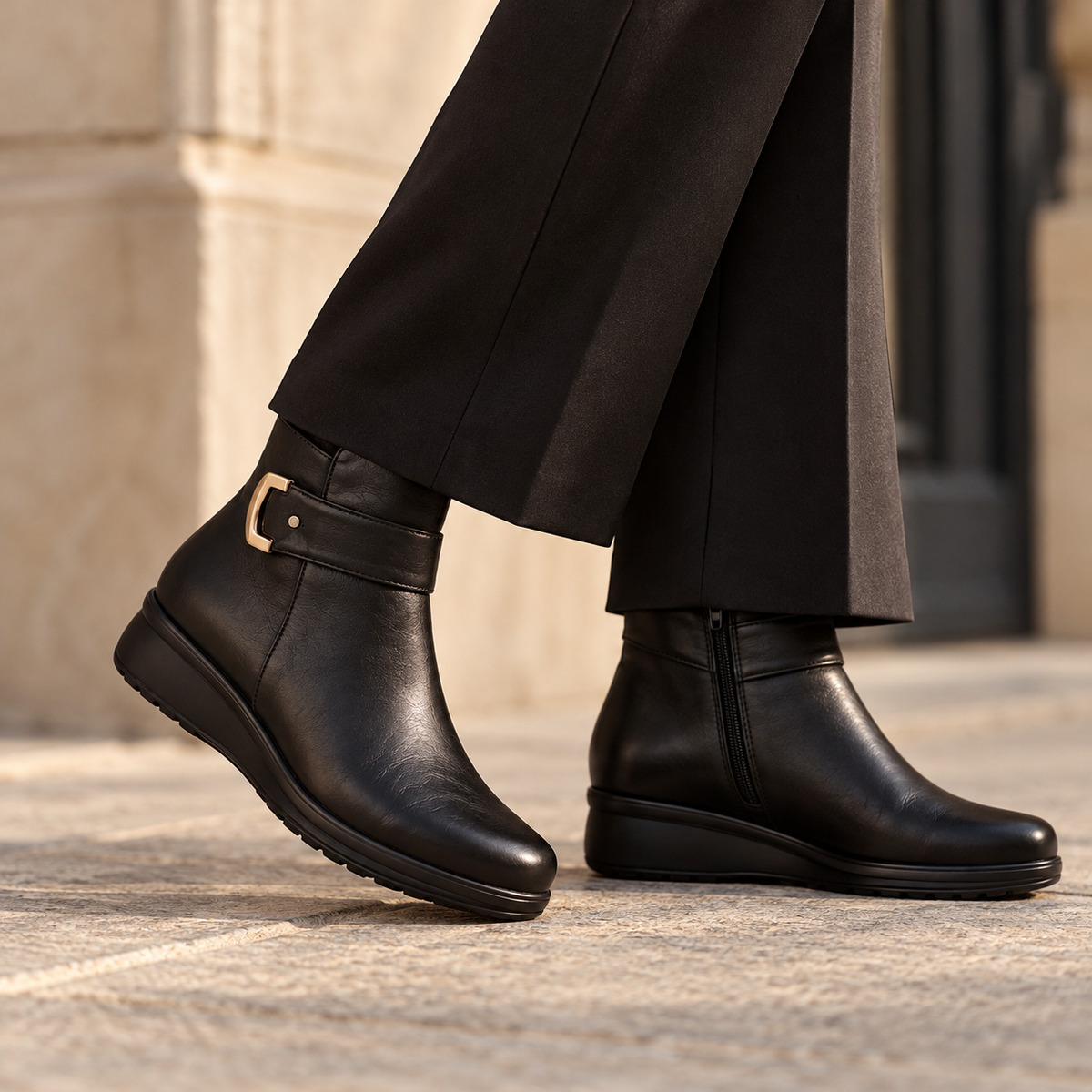 Clementine™ | Side-Zip Buckle Strap Ankle Boots