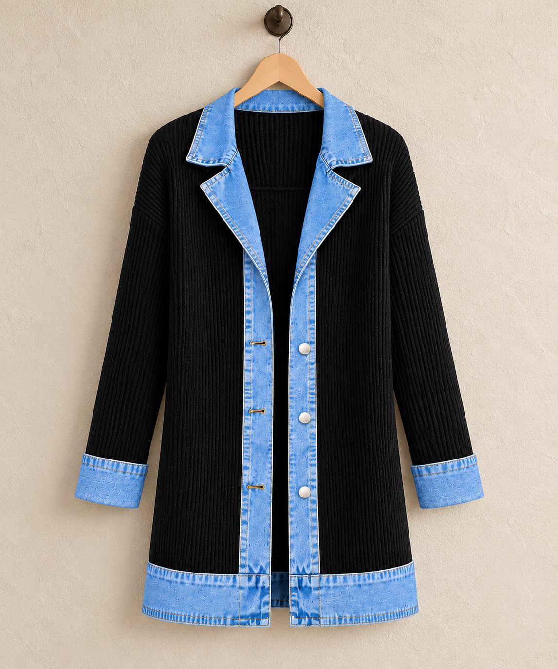 Madison™ | Denim-Trim Ribbed Knit Jacket