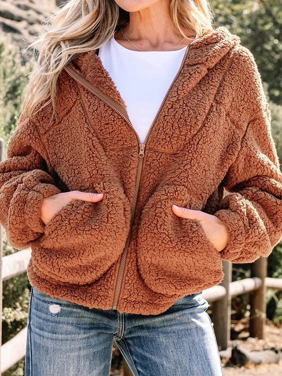 Aileen | Oversized Teddy Zip-Up Jacket for Women