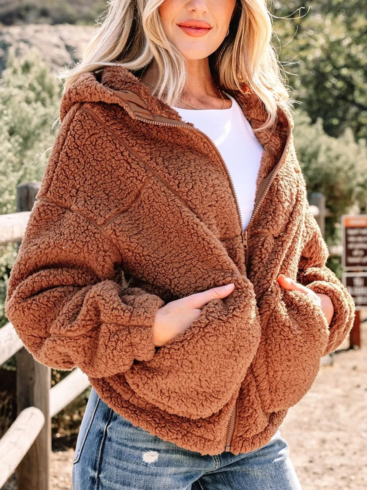 Aileen | Oversized Teddy Zip-Up Jacket for Women