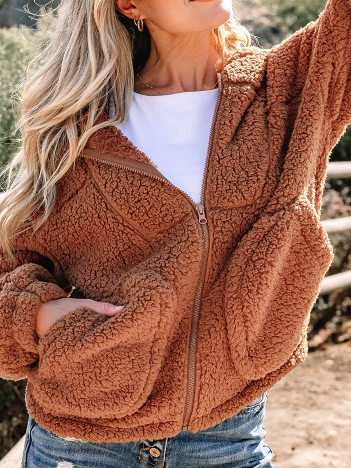 Aileen | Oversized Teddy Zip-Up Jacket for Women