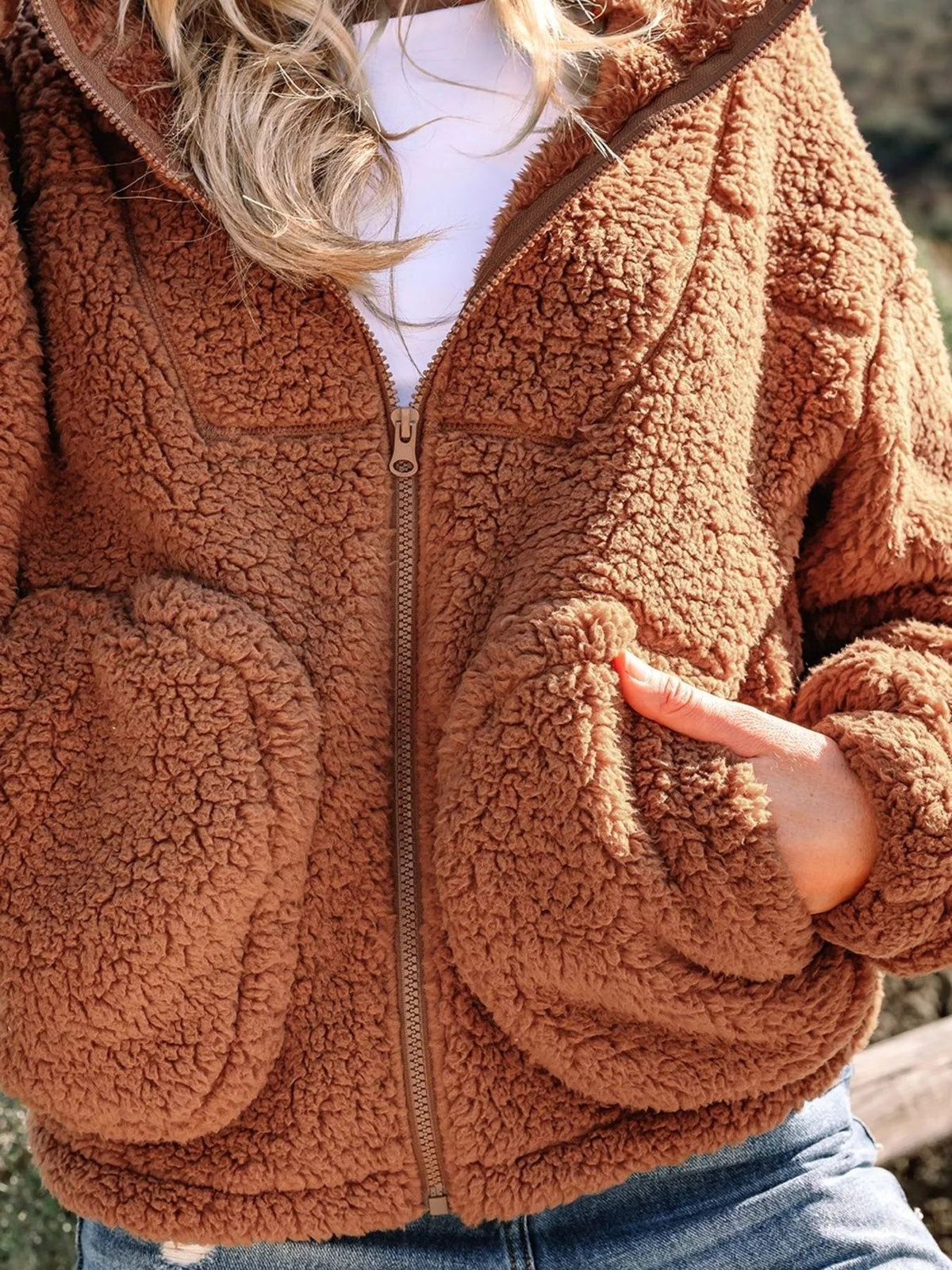 Aileen | Oversized Teddy Zip-Up Jacket for Women