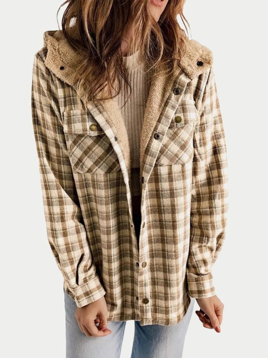 Alcina | Oversized Plaid Jacket with Hood for Women