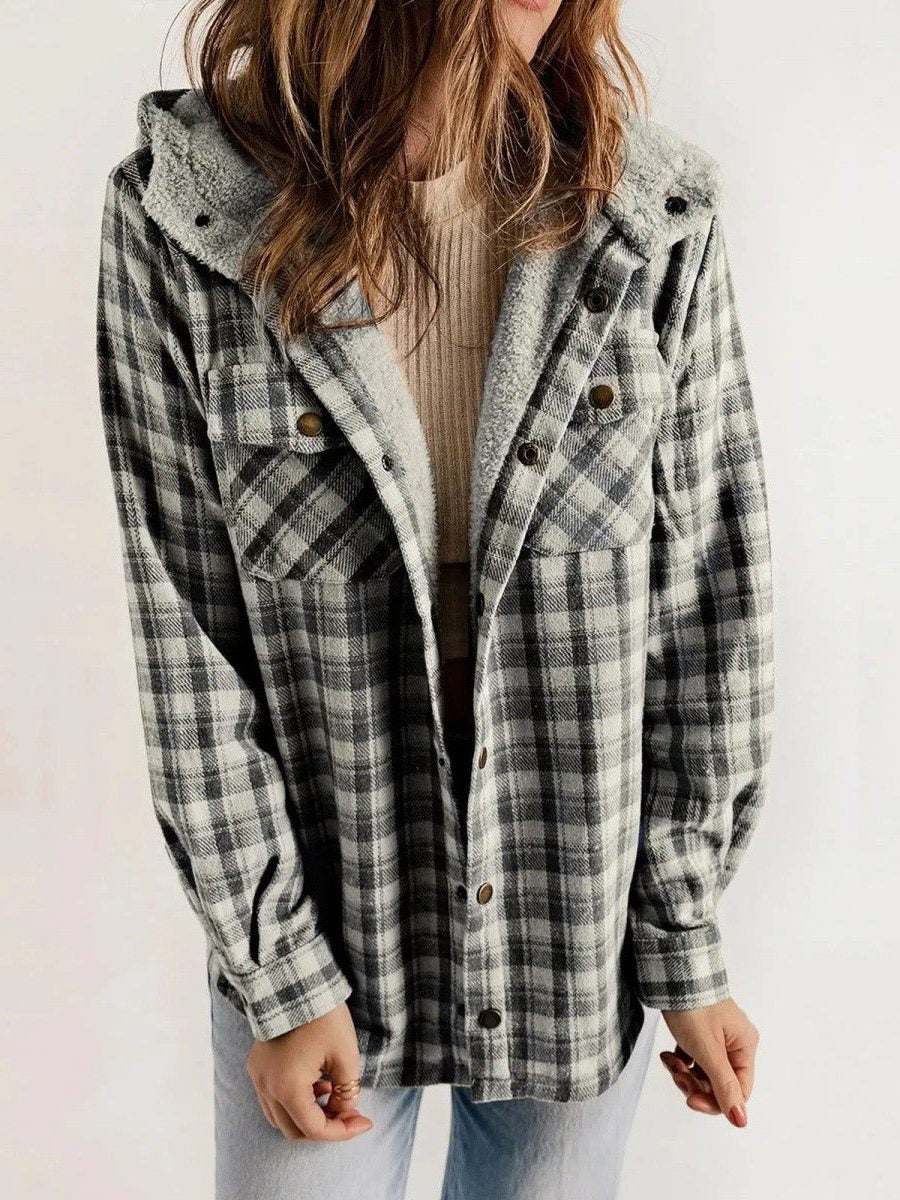Alcina | Oversized Plaid Jacket with Hood for Women