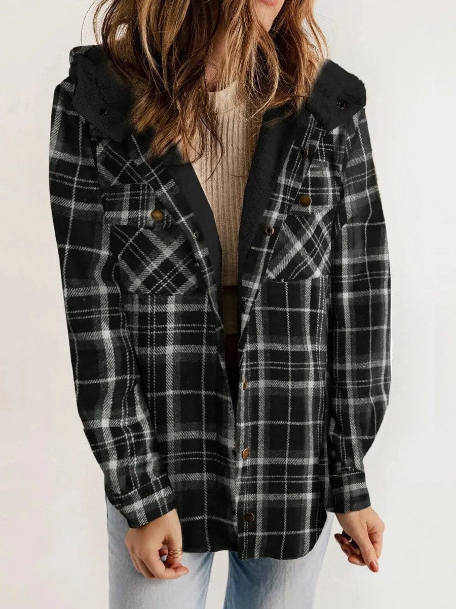 Alcina | Oversized Plaid Jacket with Hood for Women