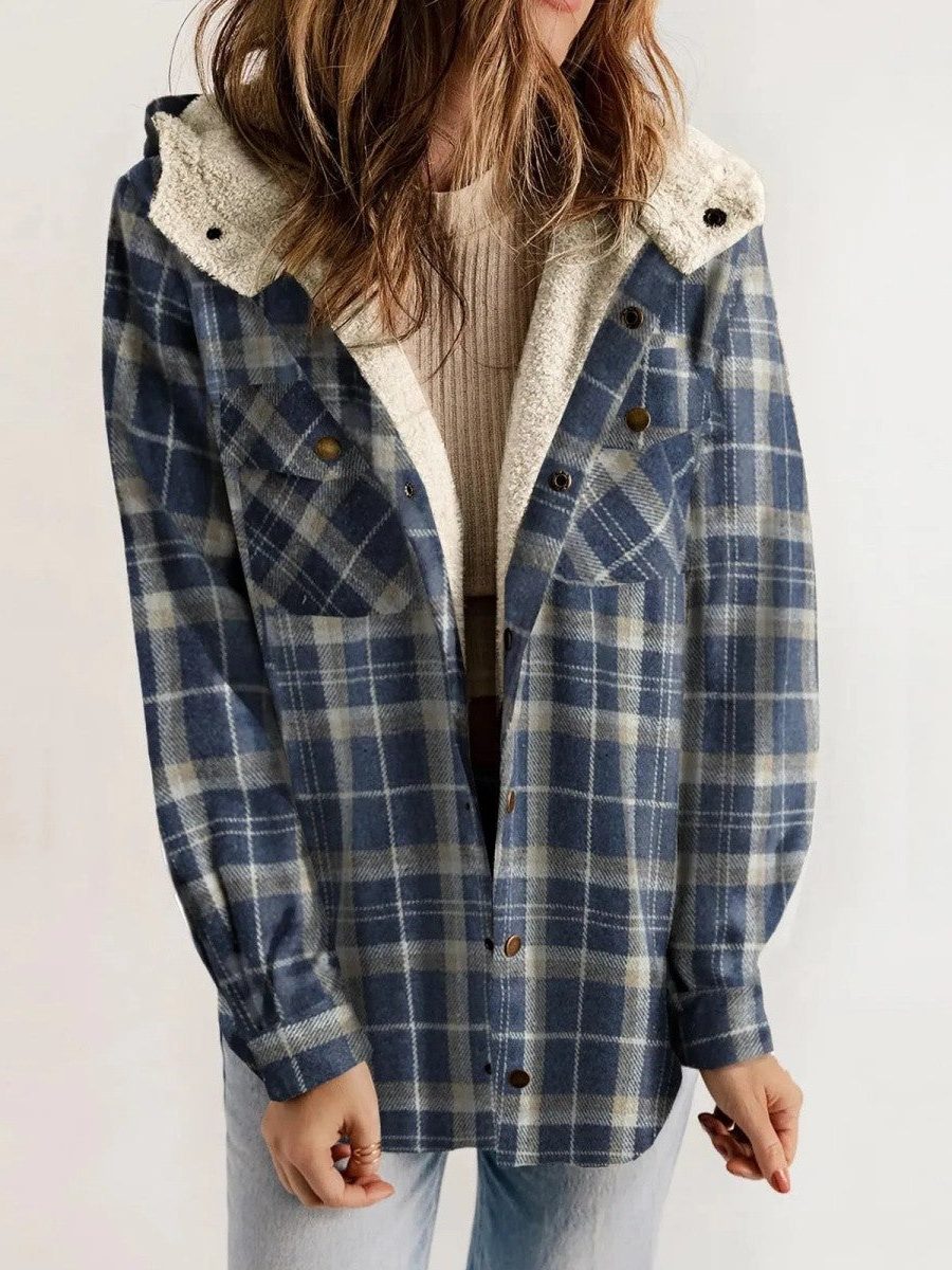 Alcina | Oversized Plaid Jacket with Hood for Women