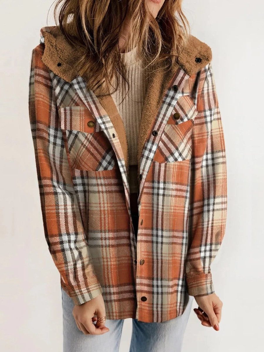 Alcina | Oversized Plaid Jacket with Hood for Women