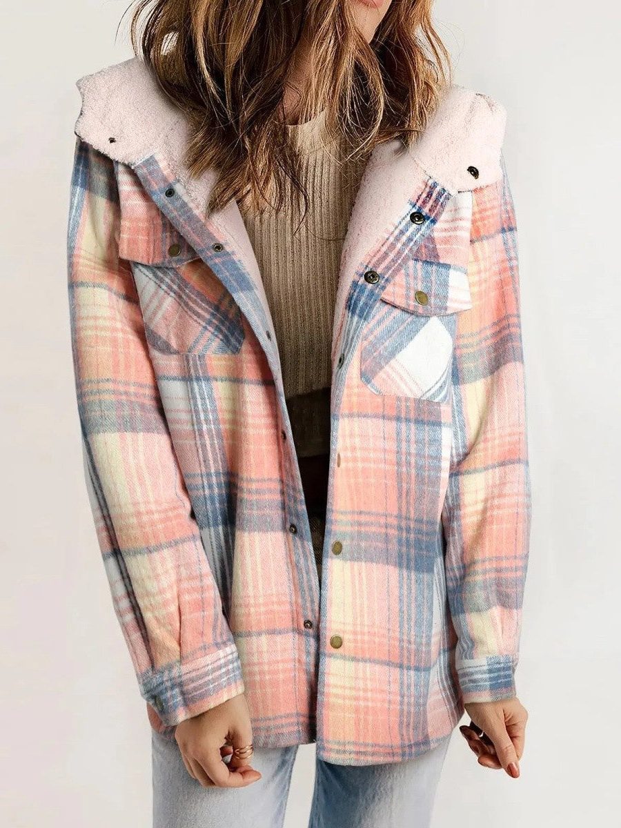 Alcina | Oversized Plaid Jacket with Hood for Women