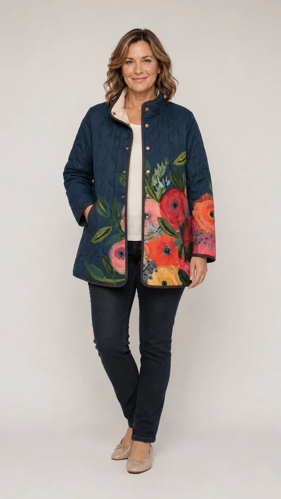 Amaya | Vintage Floral Print Quilted Jacket