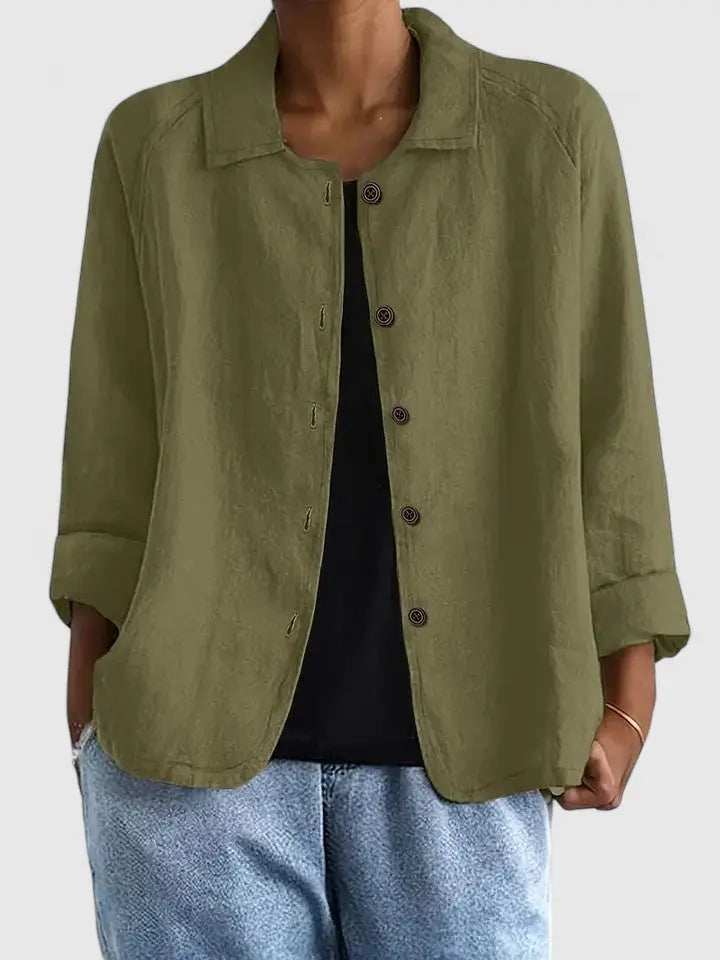 Maya | Button-Down Cotton Shirt Jacket for Women