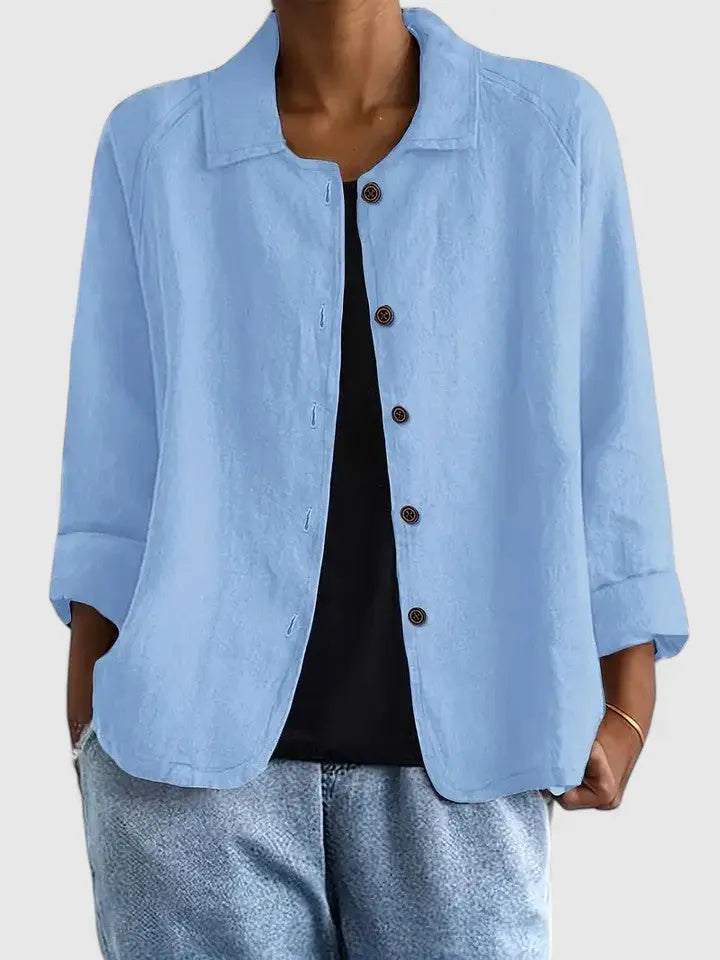 Maya | Button-Down Cotton Shirt Jacket for Women