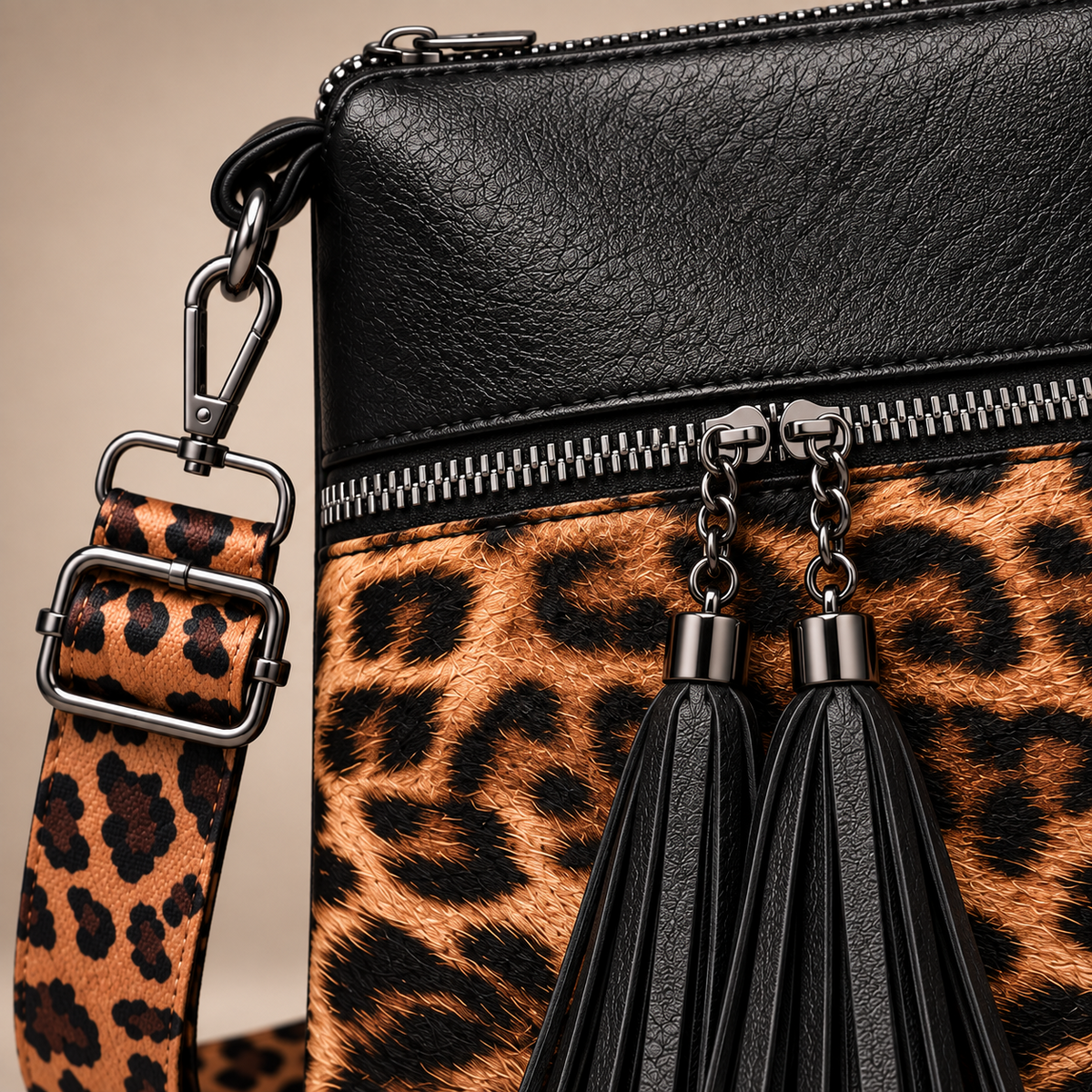 Lillian™ | Leopard Print Tassel Bag