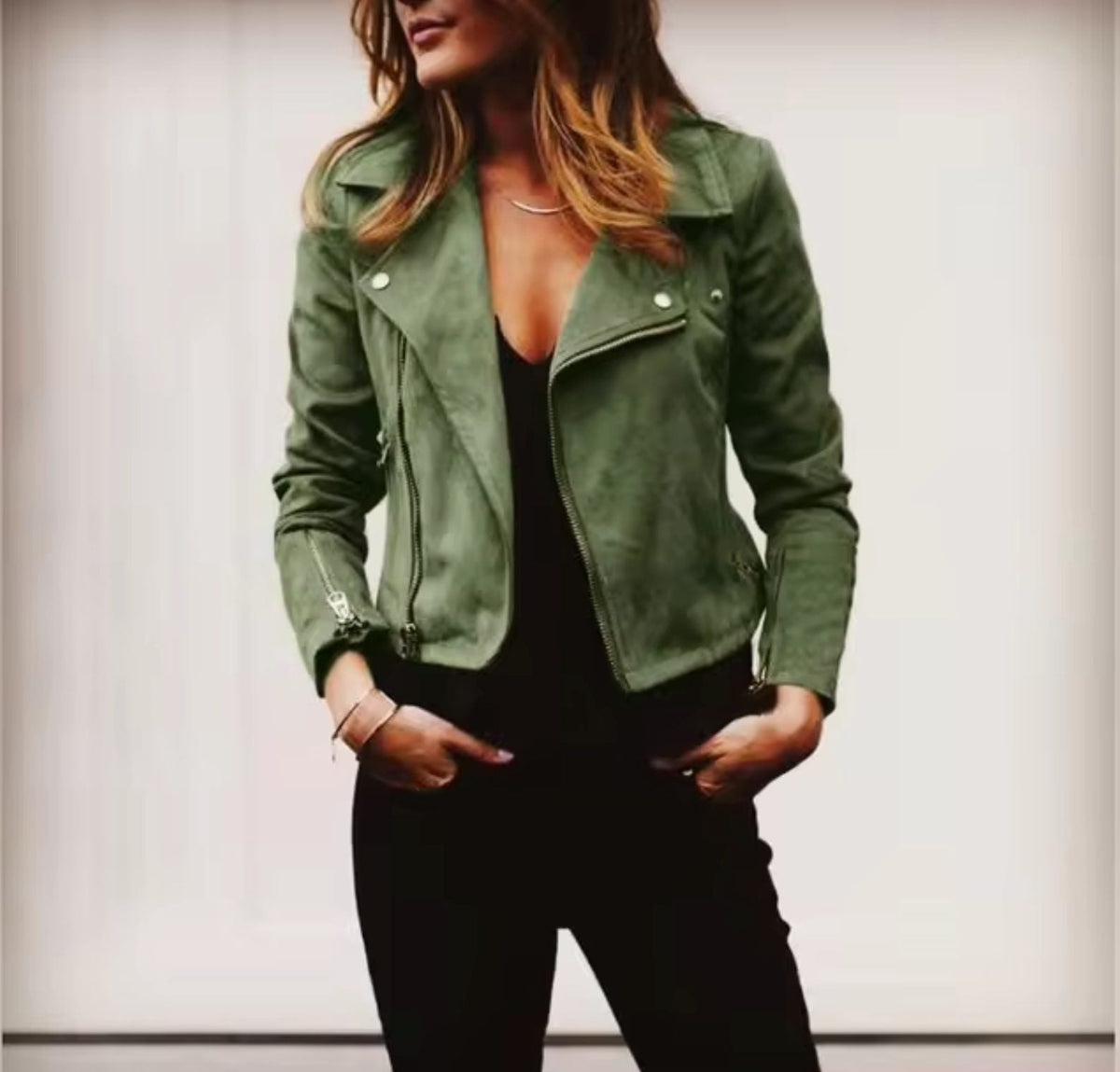 Danica | Suede Cropped Jacket with Lapel Collar for Women