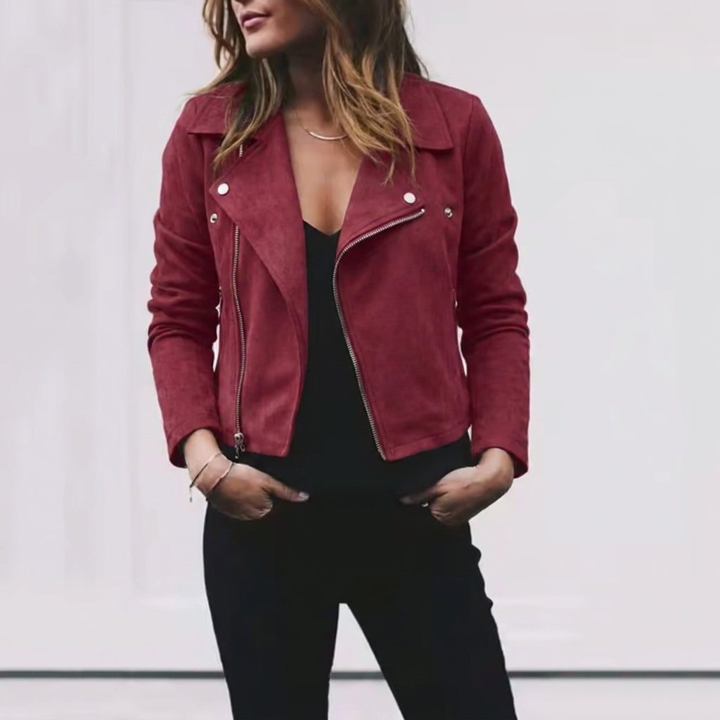 Danica | Suede Cropped Jacket with Lapel Collar for Women