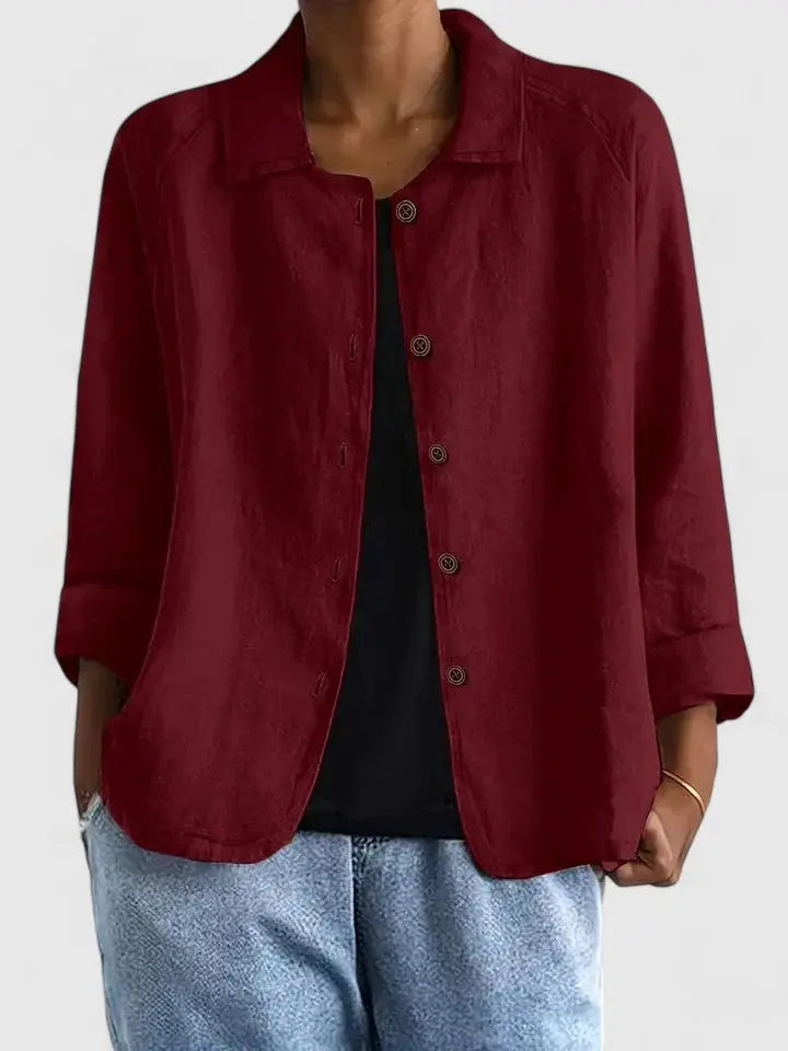 Maya | Button-Down Cotton Shirt Jacket for Women