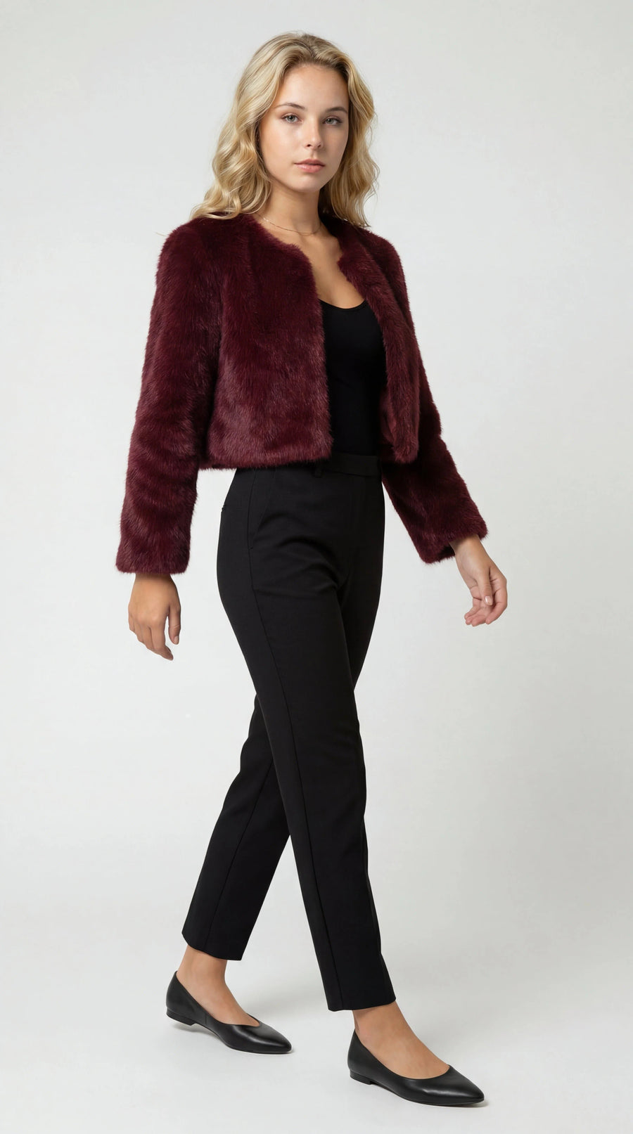 Emmy | Faux Fur Cropped Shrug Jacket for Women